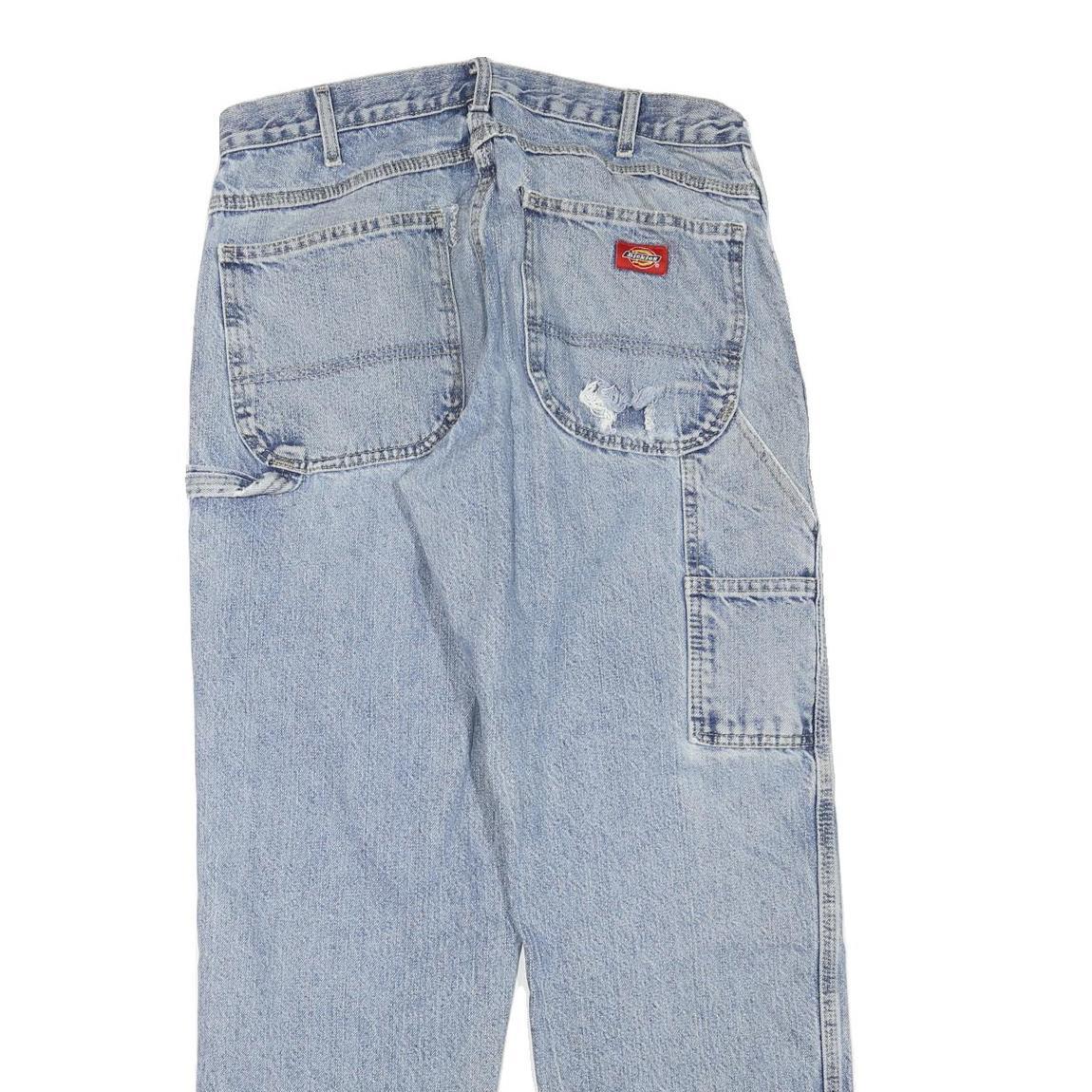 DICKIES Mens Regular Fit Straight Leg Denim Light Blue W32 L30 Workwear