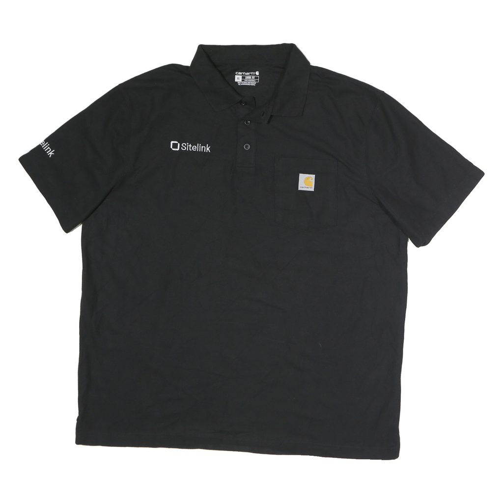 CARHARTT Mens Black Polo Shirt XL Classic Cotton Short Sleeve Sitelink Logo