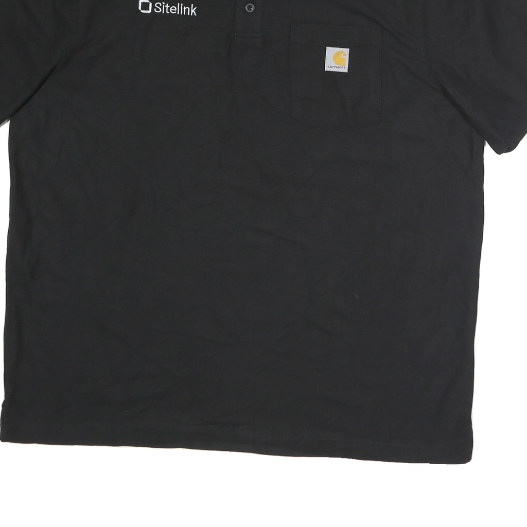 CARHARTT Mens Black Polo Shirt XL Classic Cotton Short Sleeve Sitelink Logo