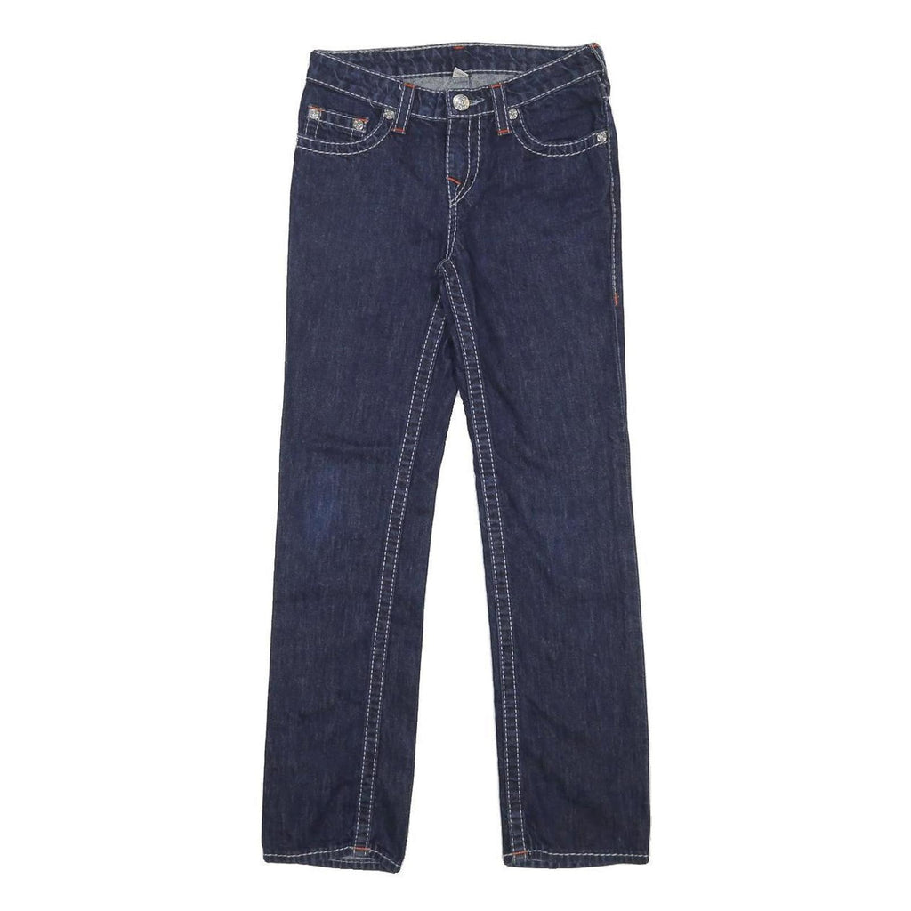 TRUE RELIGION Boys Blue Regular Straight Denim Dark W26 L28 Zip Cotton Jeans
