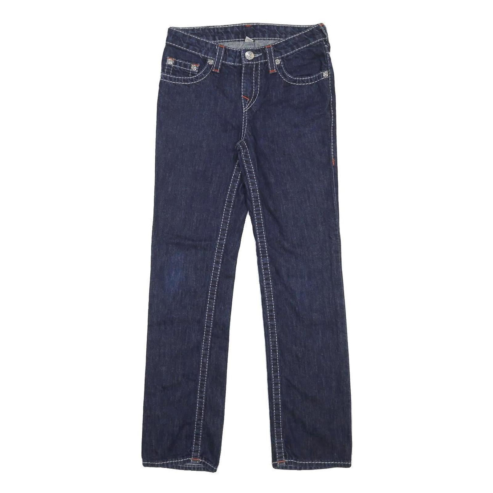 TRUE RELIGION Boys Blue Regular Straight Denim Dark W26 L28 Zip Cotton Jeans