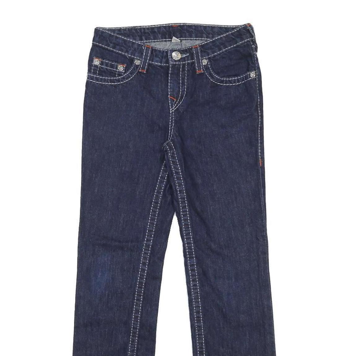 TRUE RELIGION Boys Blue Regular Straight Denim Dark W26 L28 Zip Cotton Jeans