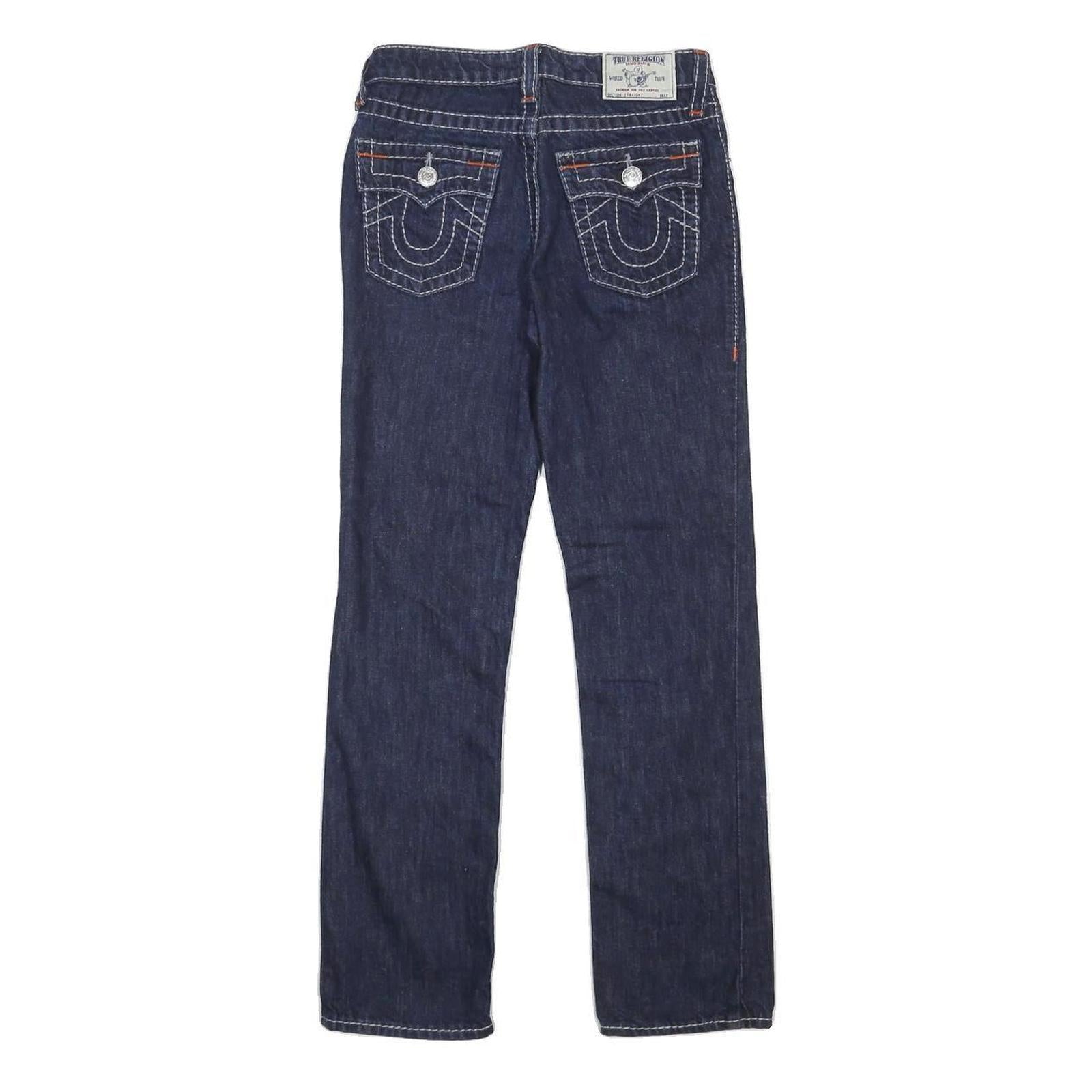 TRUE RELIGION Boys Blue Regular Straight Denim Dark W26 L28 Zip Cotton Jeans