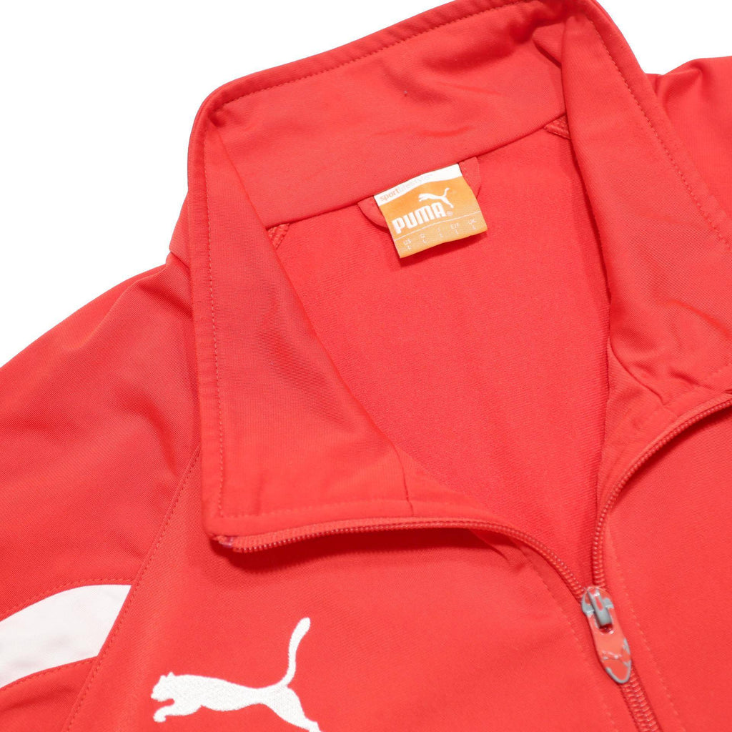 PUMA Mens Red & White Athletic Jacket L Polyester Zip Sportswear Track Top