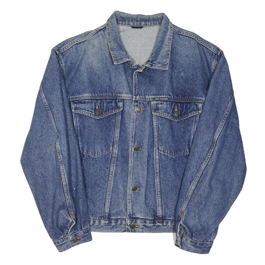 LEE COOPER Mens Blue Denim Jacket L Cotton Button Closure Classic Fit Casual