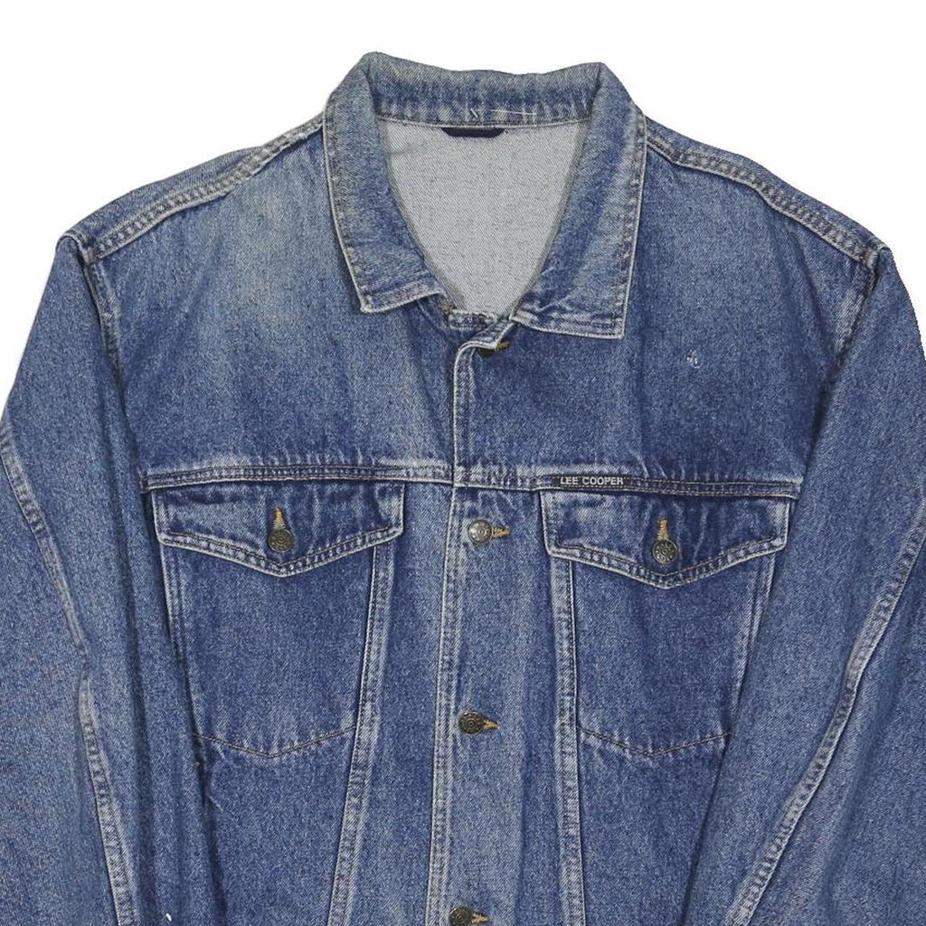 LEE COOPER Mens Blue Denim Jacket L Cotton Button Closure Classic Fit Casual