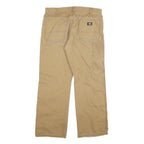 DICKIES Mens Cotton Blend Beige Regular Fit Straight Leg Trousers W34 L30
