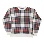 TOMMY HILFIGER Mens White & Red Patterned Jumper Crew Neck M Cotton Blend