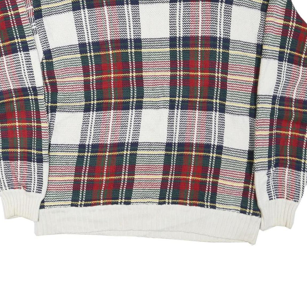 TOMMY HILFIGER Mens White & Red Patterned Jumper Crew Neck M Cotton Blend