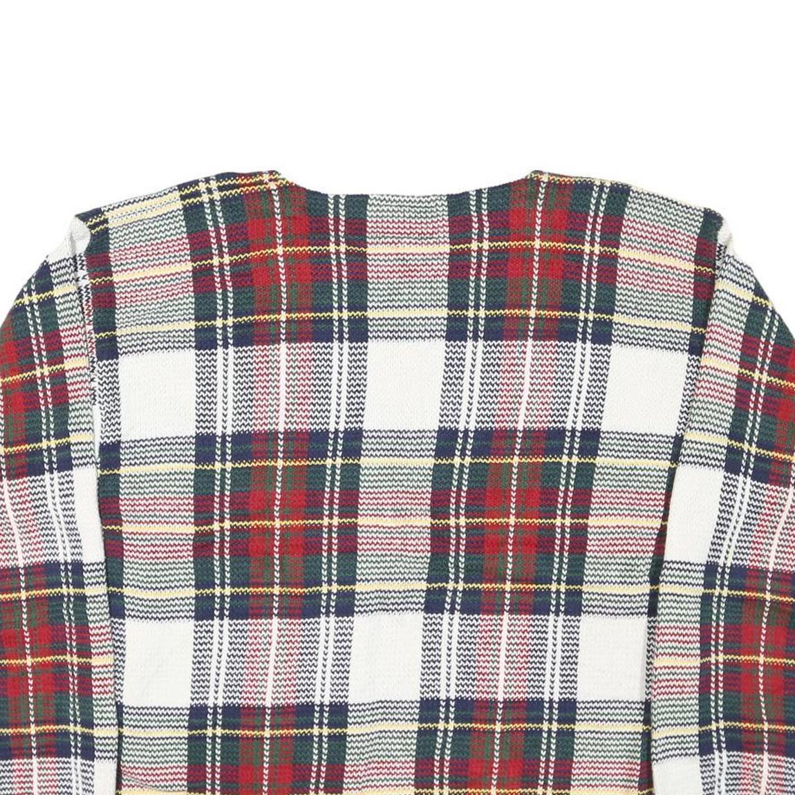 TOMMY HILFIGER Mens White & Red Patterned Jumper Crew Neck M Cotton Blend