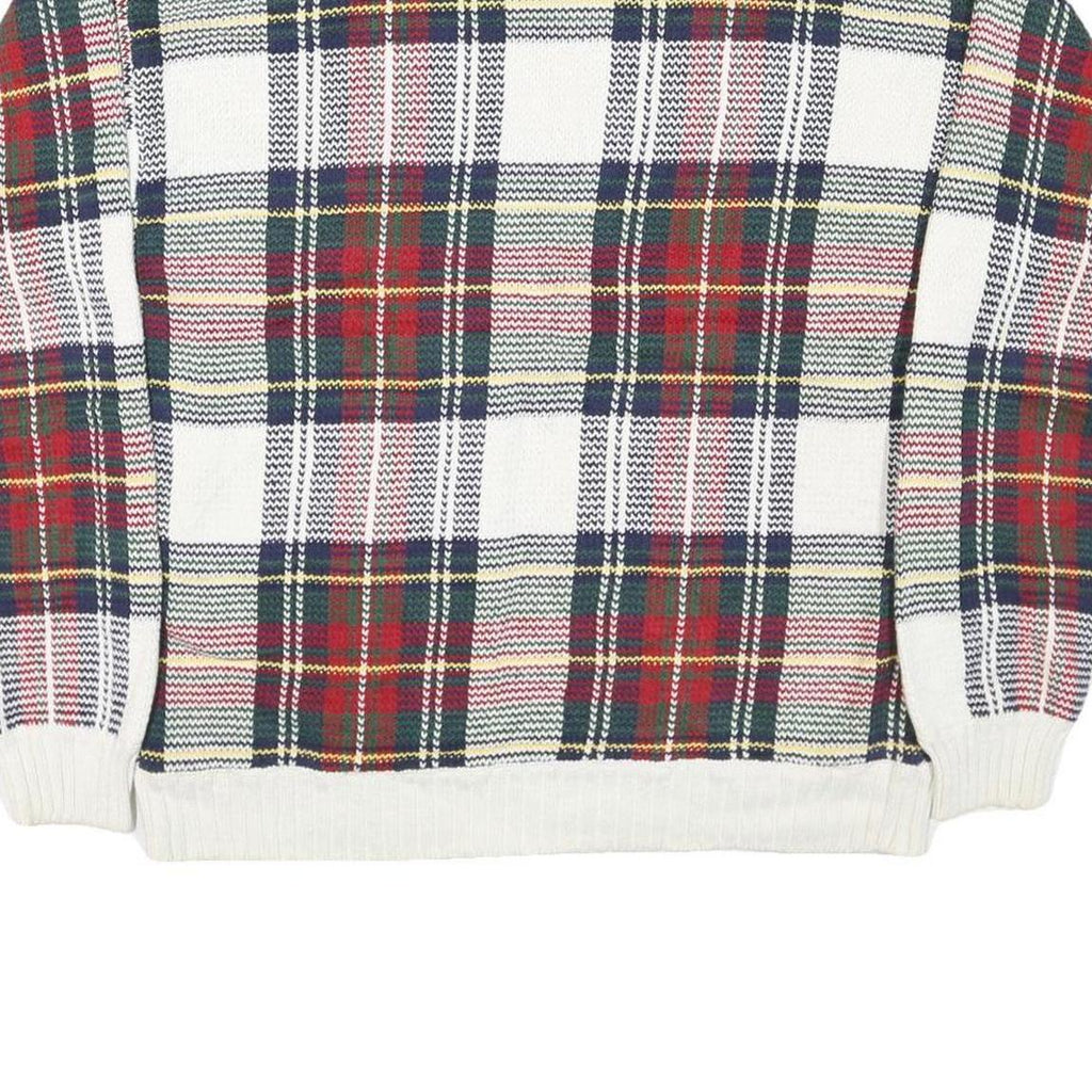 TOMMY HILFIGER Mens White & Red Patterned Jumper Crew Neck M Cotton Blend