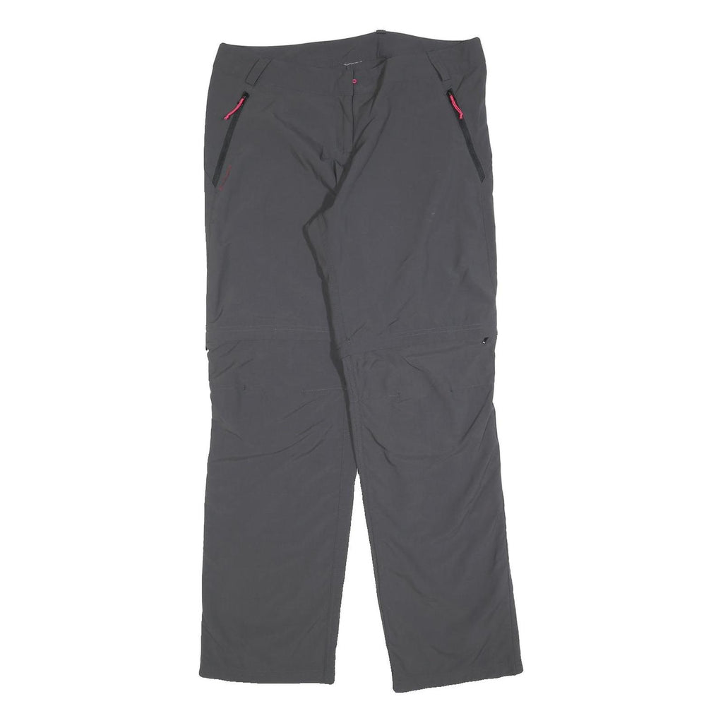 Womens Grey Polyester Blend Regular Fit Straight Trousers W34 L30 Outdoor Zip