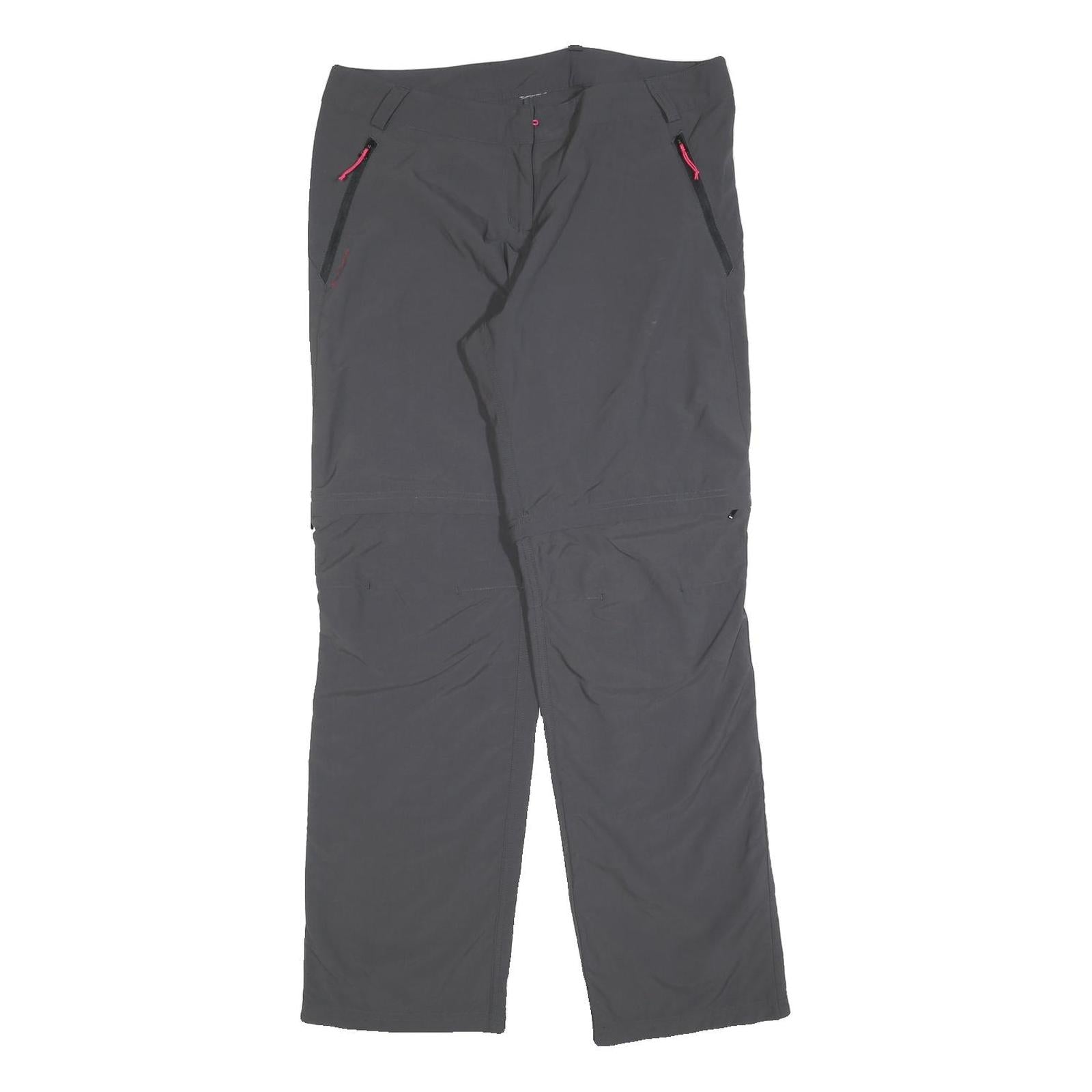 Womens Grey Polyester Blend Regular Fit Straight Trousers W34 L30 Outdoor Zip