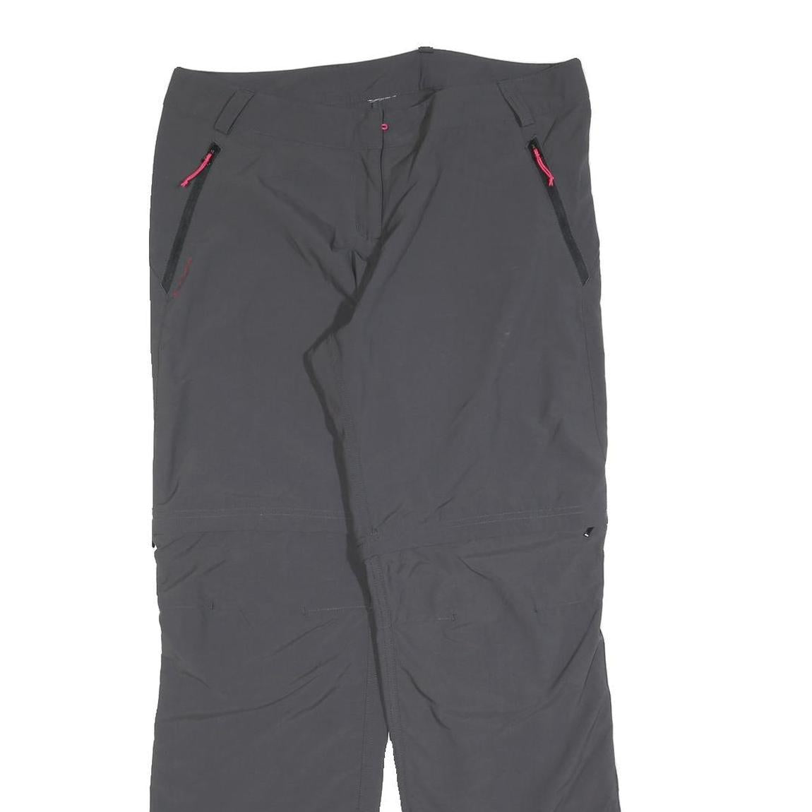 Womens Grey Polyester Blend Regular Fit Straight Trousers W34 L30 Outdoor Zip