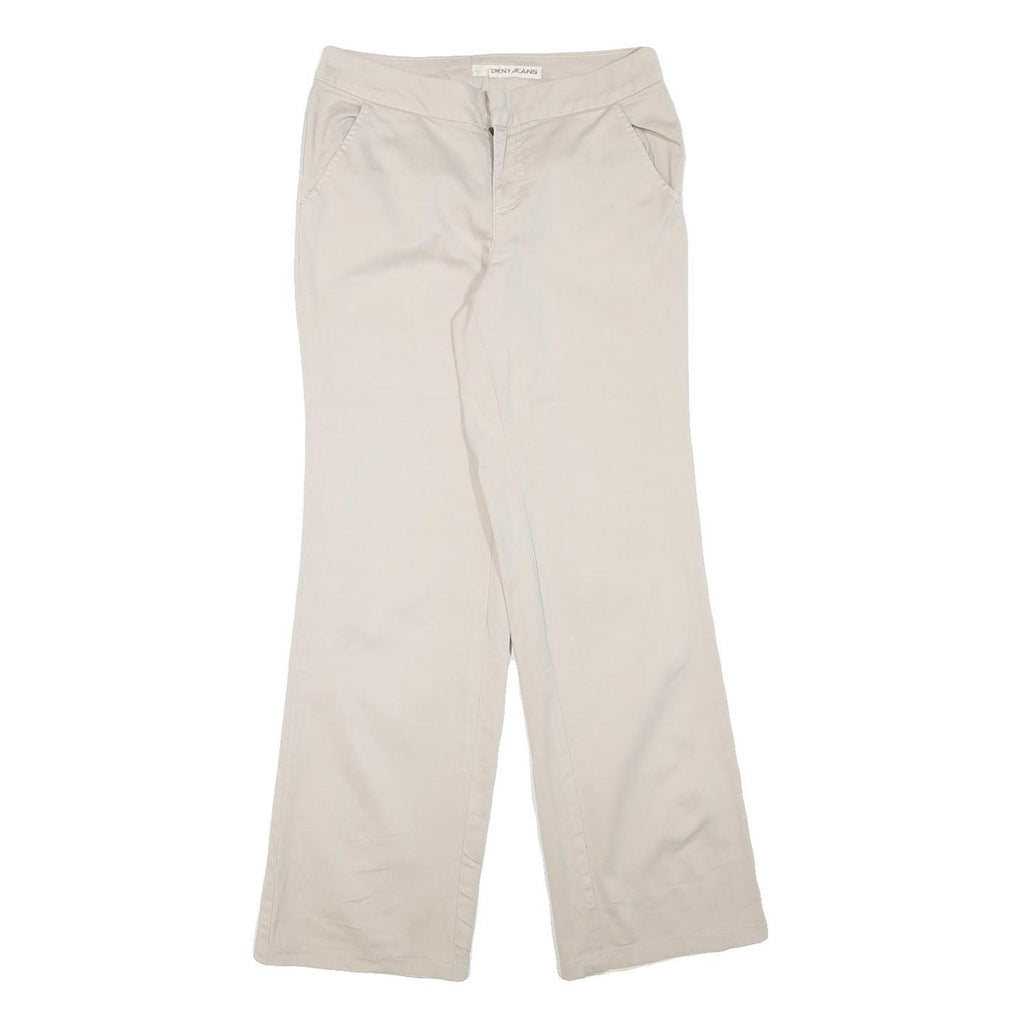 DKNY Womens Cotton Blend Beige Regular Fit Straight Leg Trousers W28 L30