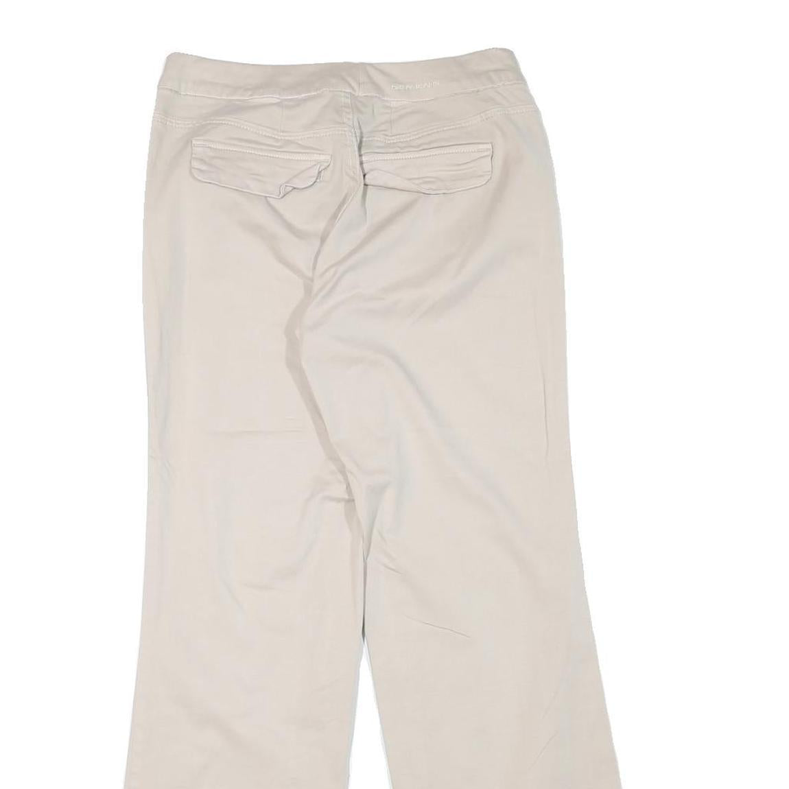 DKNY Womens Cotton Blend Beige Regular Fit Straight Leg Trousers W28 L30