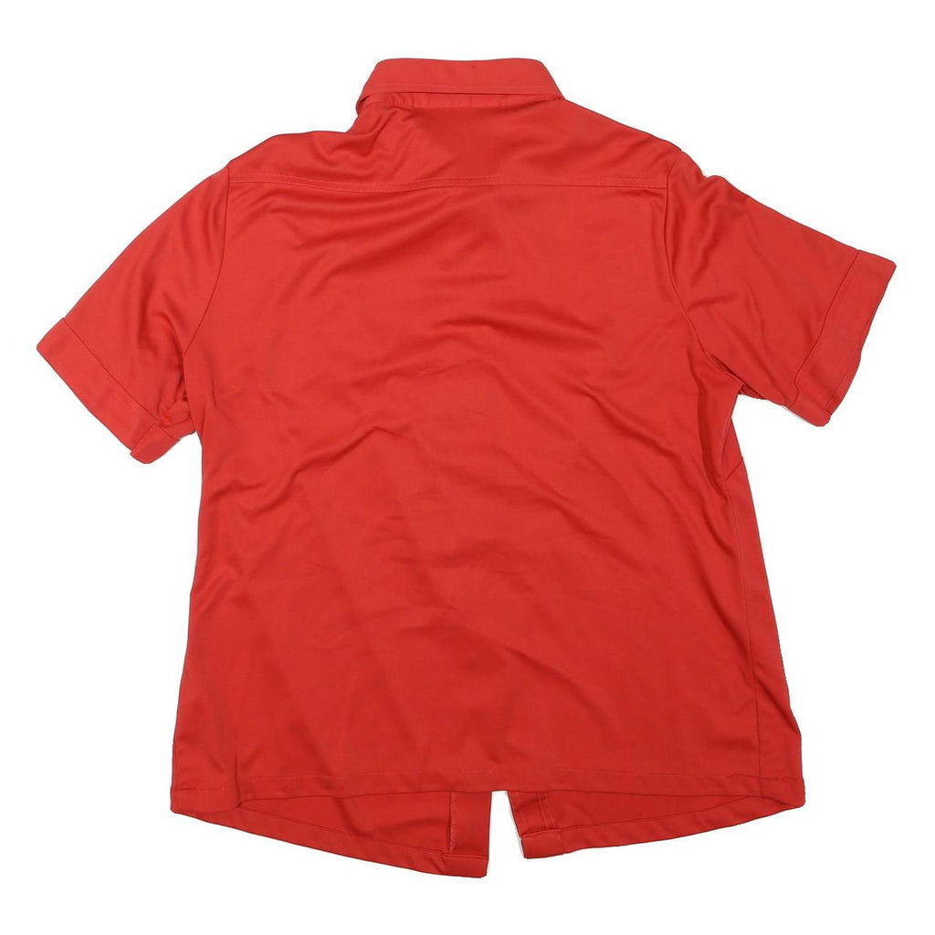 Womens Red Plain Shirt M Button Down Collar Short Sleeve Casual