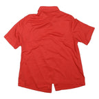 Womens Red Plain Shirt M Button Down Collar Short Sleeve Casual