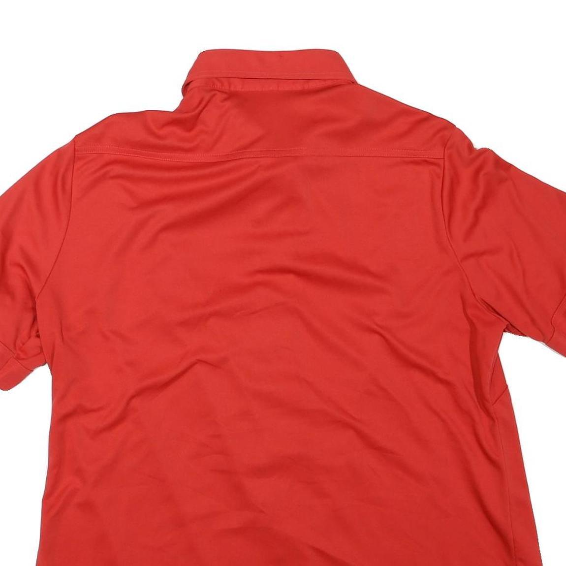 Womens Red Plain Shirt M Button Down Collar Short Sleeve Casual