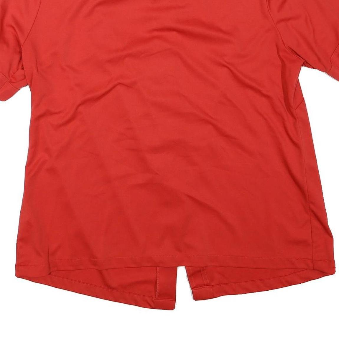 Womens Red Plain Shirt M Button Down Collar Short Sleeve Casual