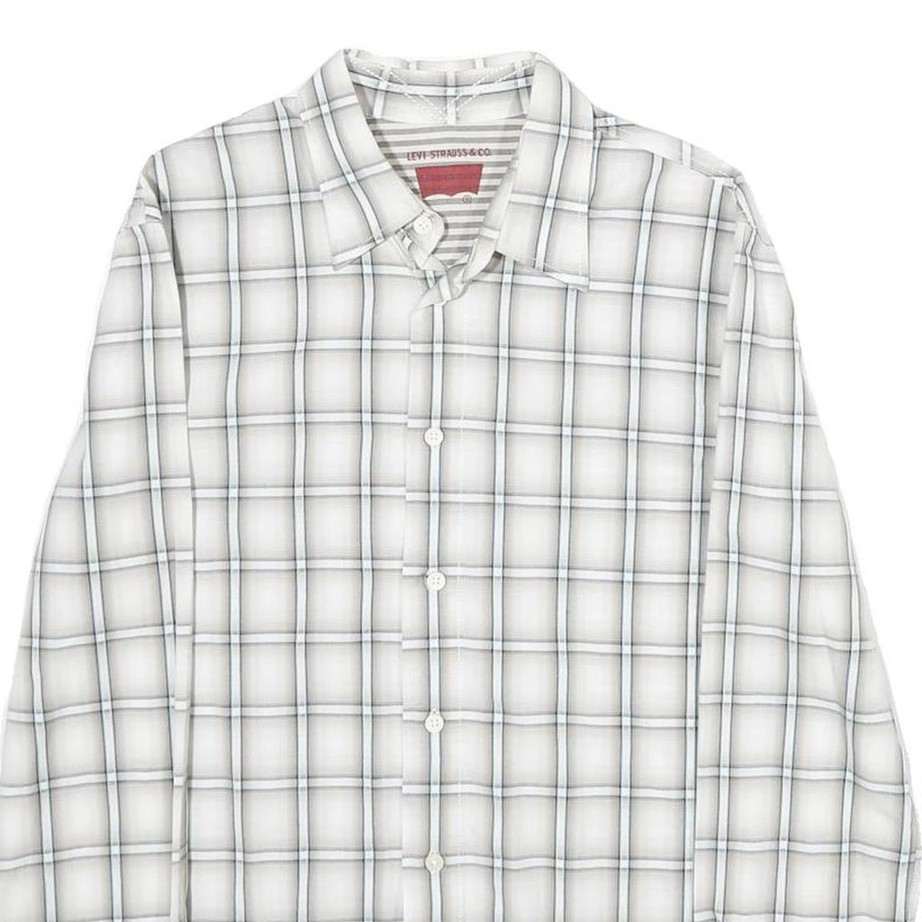 LEVI'S Mens White & Grey Check Shirt S Cotton Long Sleeve Casual