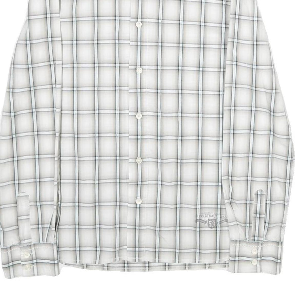 LEVI'S Mens White & Grey Check Shirt S Cotton Long Sleeve Casual