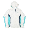 COLUMBIA Womens White & Blue Outdoor Jacket M Polyester Blend Zip Hooded Casual