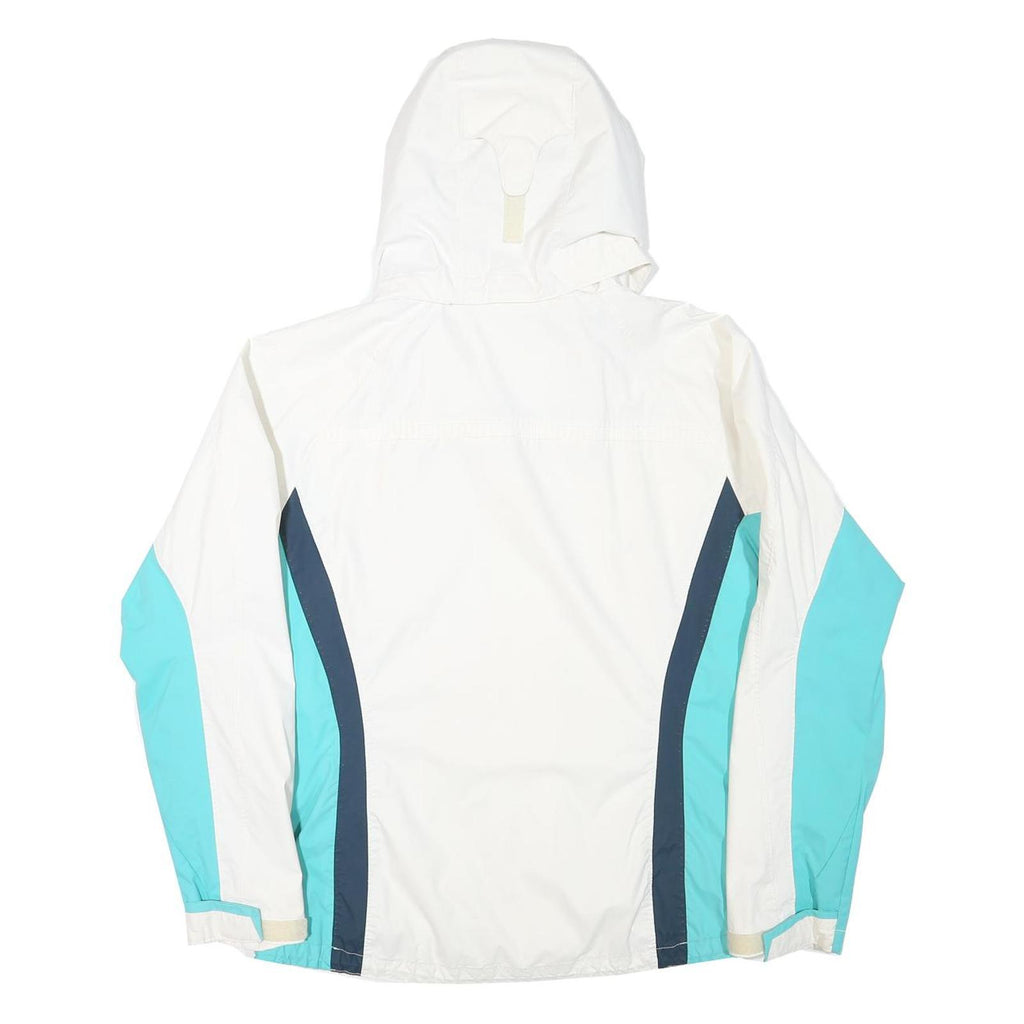 COLUMBIA Womens White & Blue Outdoor Jacket M Polyester Blend Zip Hooded Casual