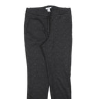 H&M Womens Cotton Blend Black Slim Trousers W28 L30 Jacquard Pattern Zip Closure