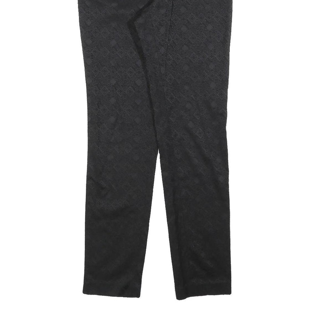 H&M Womens Cotton Blend Black Slim Trousers W28 L30 Jacquard Pattern Zip Closure
