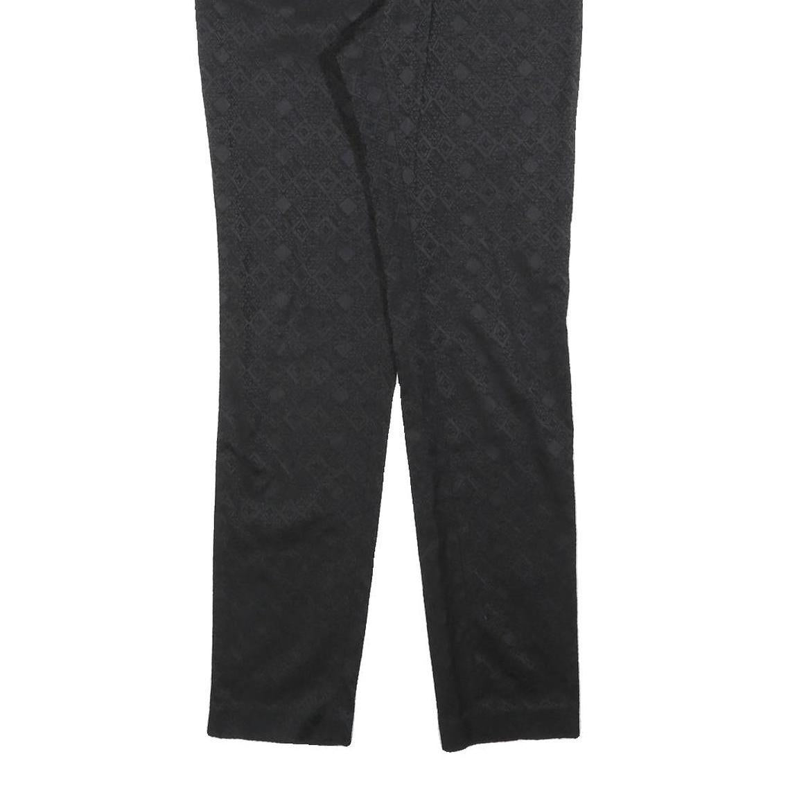 H&M Womens Cotton Blend Black Slim Trousers W28 L30 Jacquard Pattern Zip Closure