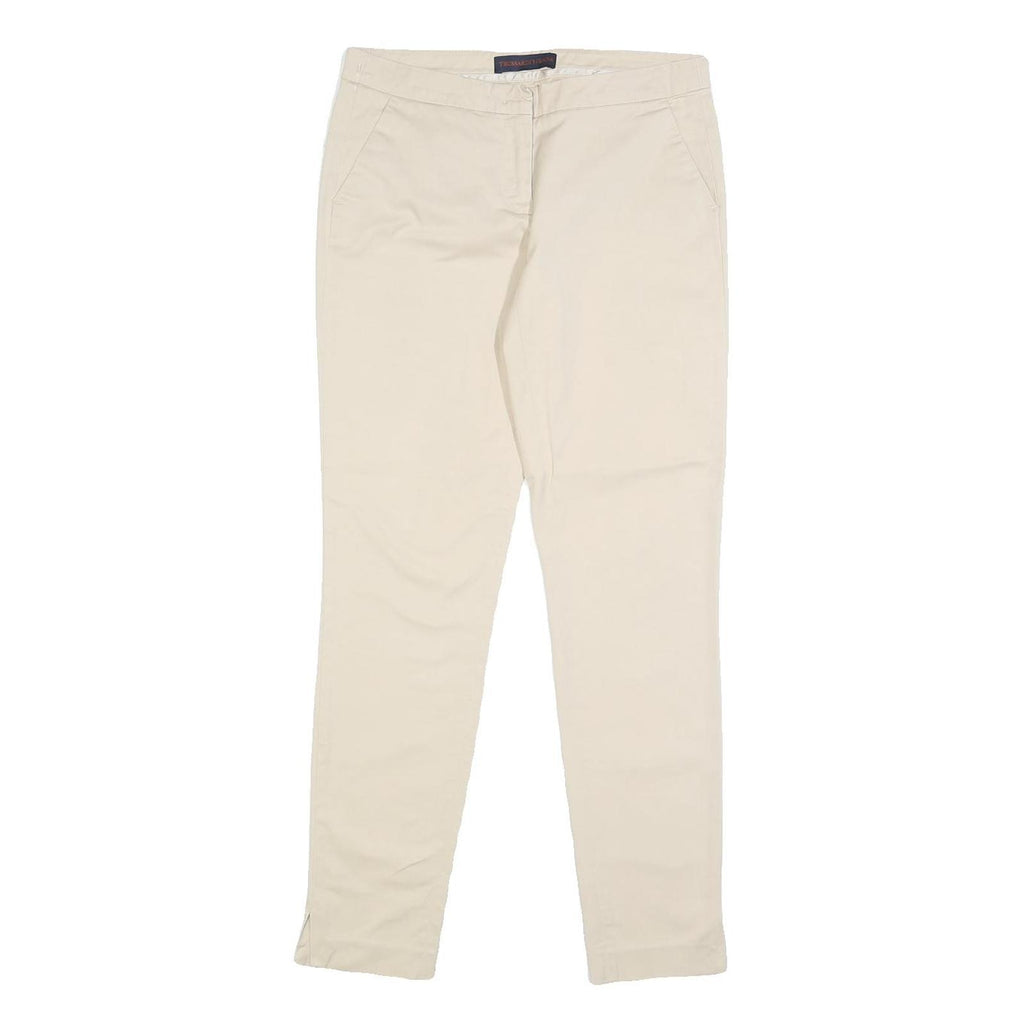 TRUSSARDI Womens Cotton Blend Beige Slim Tapered Trousers W28 L29 Stylish