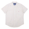 NAUTICA Mens White & Red & Blue Striped Short Sleeve Shirt L Casual Cotton Blend