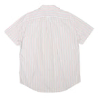 NAUTICA Mens White & Red & Blue Striped Short Sleeve Shirt L Casual Cotton Blend