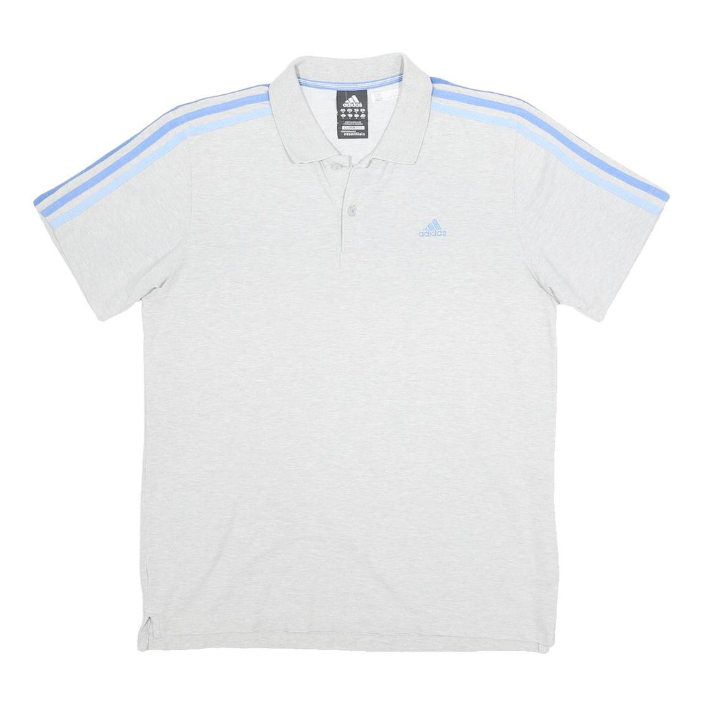 ADIDAS Mens Grey & Light Blue Colourblock Polo Shirt Short Sleeve M Cotton Blend