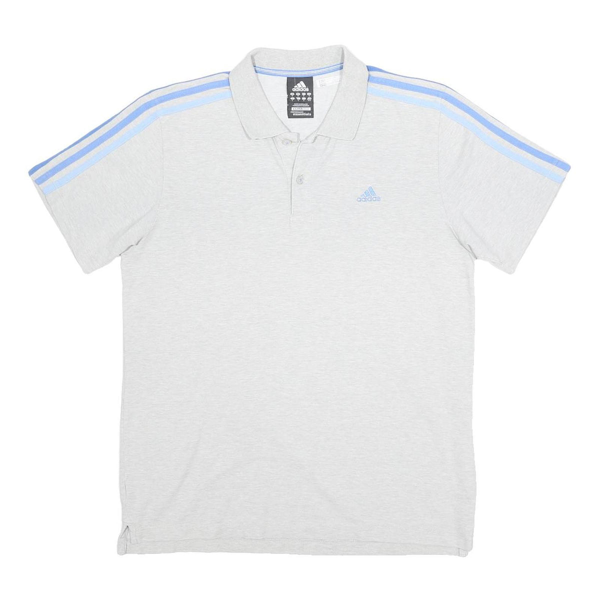 ADIDAS Mens Grey & Light Blue Colourblock Polo Shirt Short Sleeve M Cotton Blend