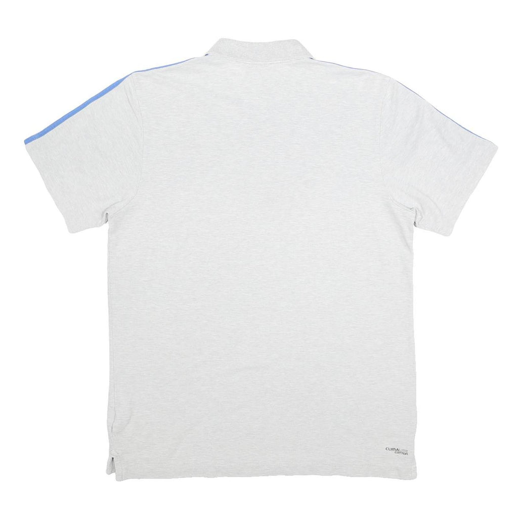 ADIDAS Mens Grey & Light Blue Colourblock Polo Shirt Short Sleeve M Cotton Blend