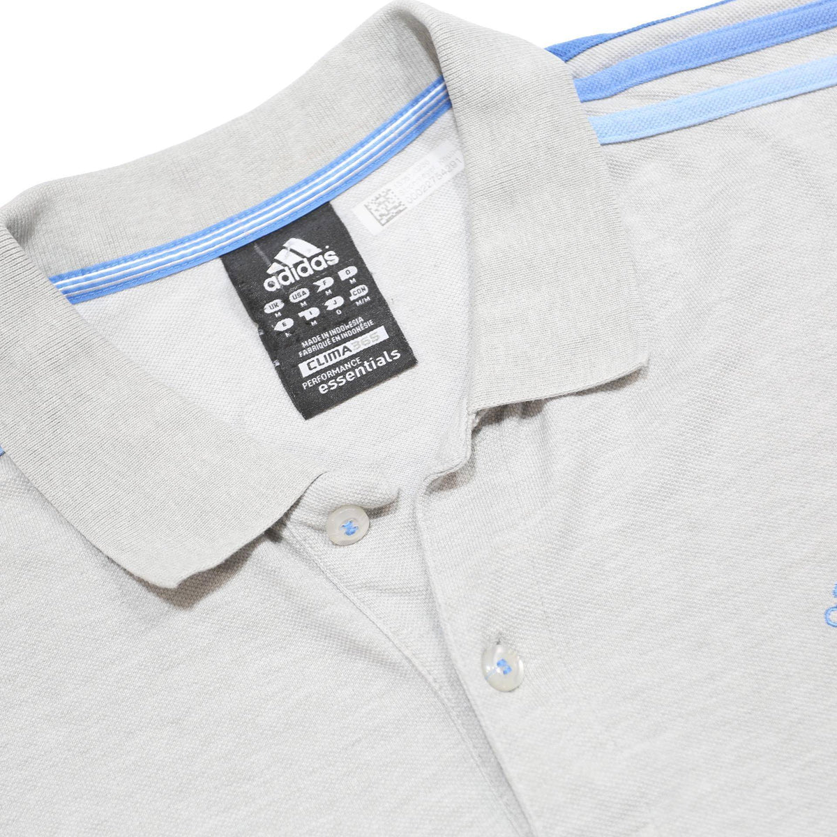ADIDAS Mens Grey & Light Blue Colourblock Polo Shirt Short Sleeve M Cotton Blend