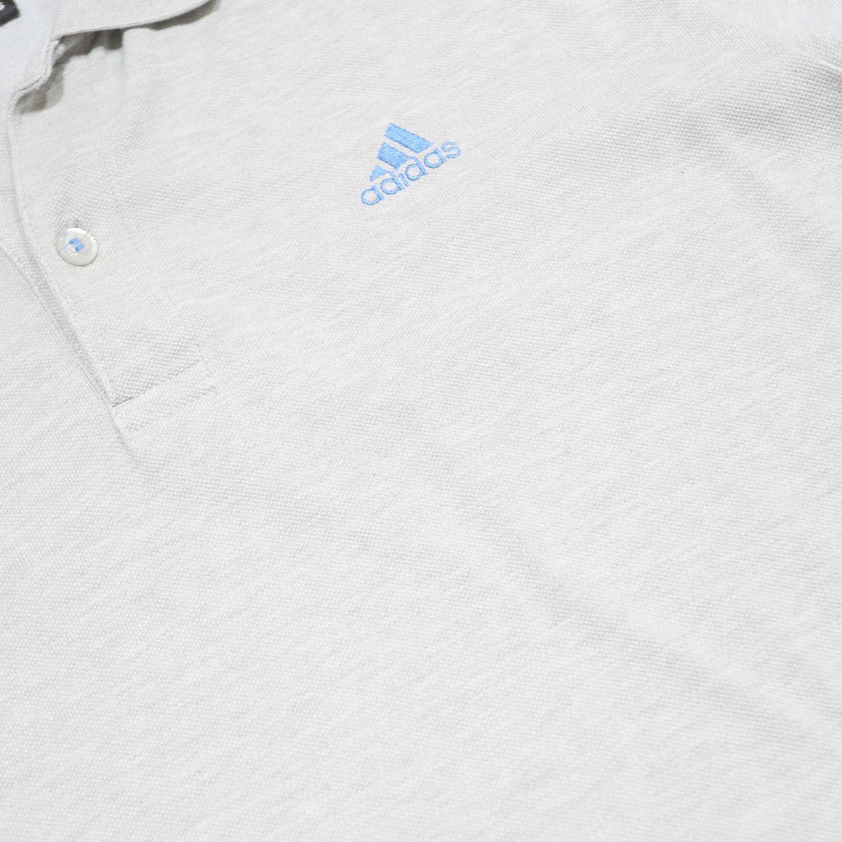 ADIDAS Mens Grey & Light Blue Colourblock Polo Shirt Short Sleeve M Cotton Blend