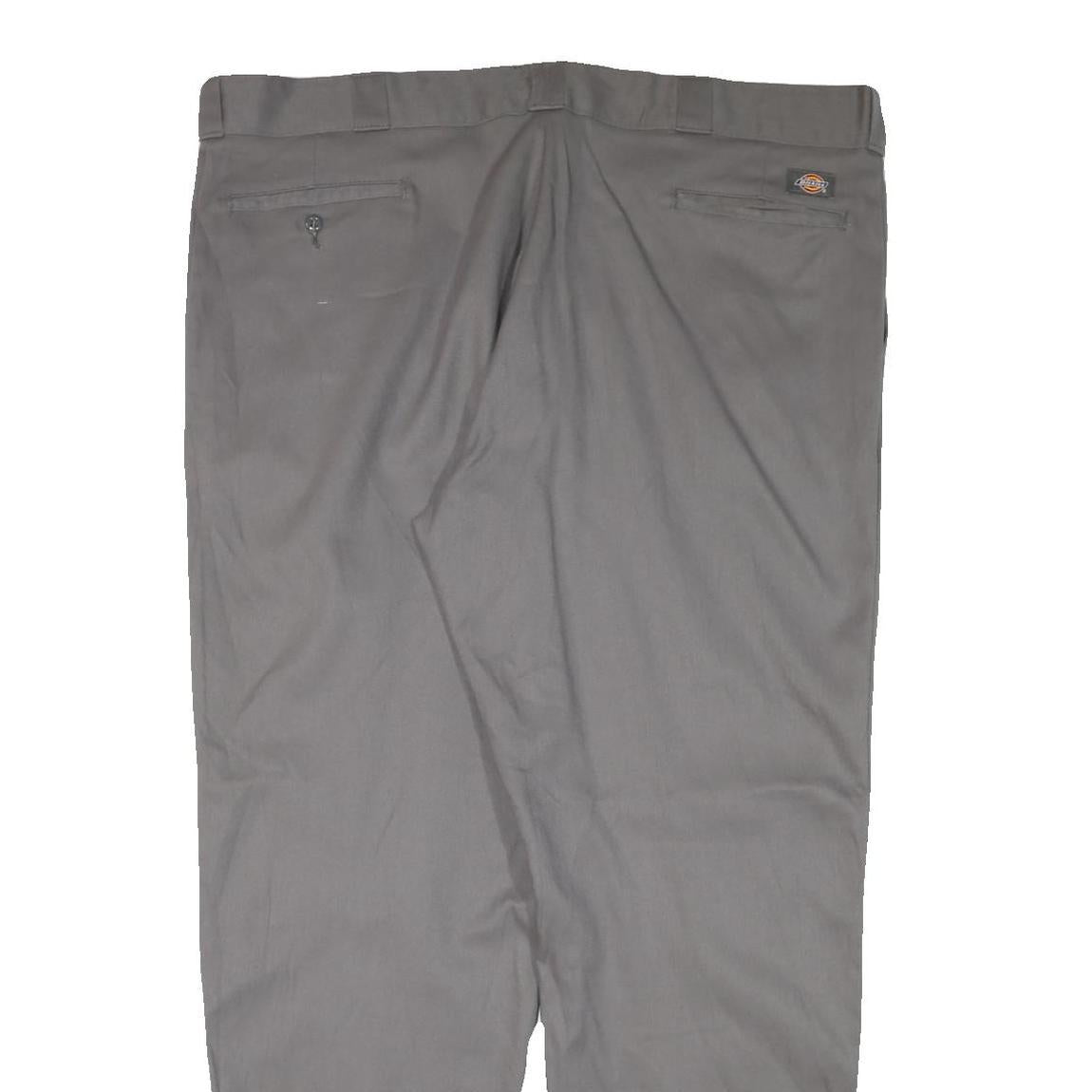DICKIES Mens Regular Fit Grey Cotton Blend Zip Trousers W44 L31 Workwear