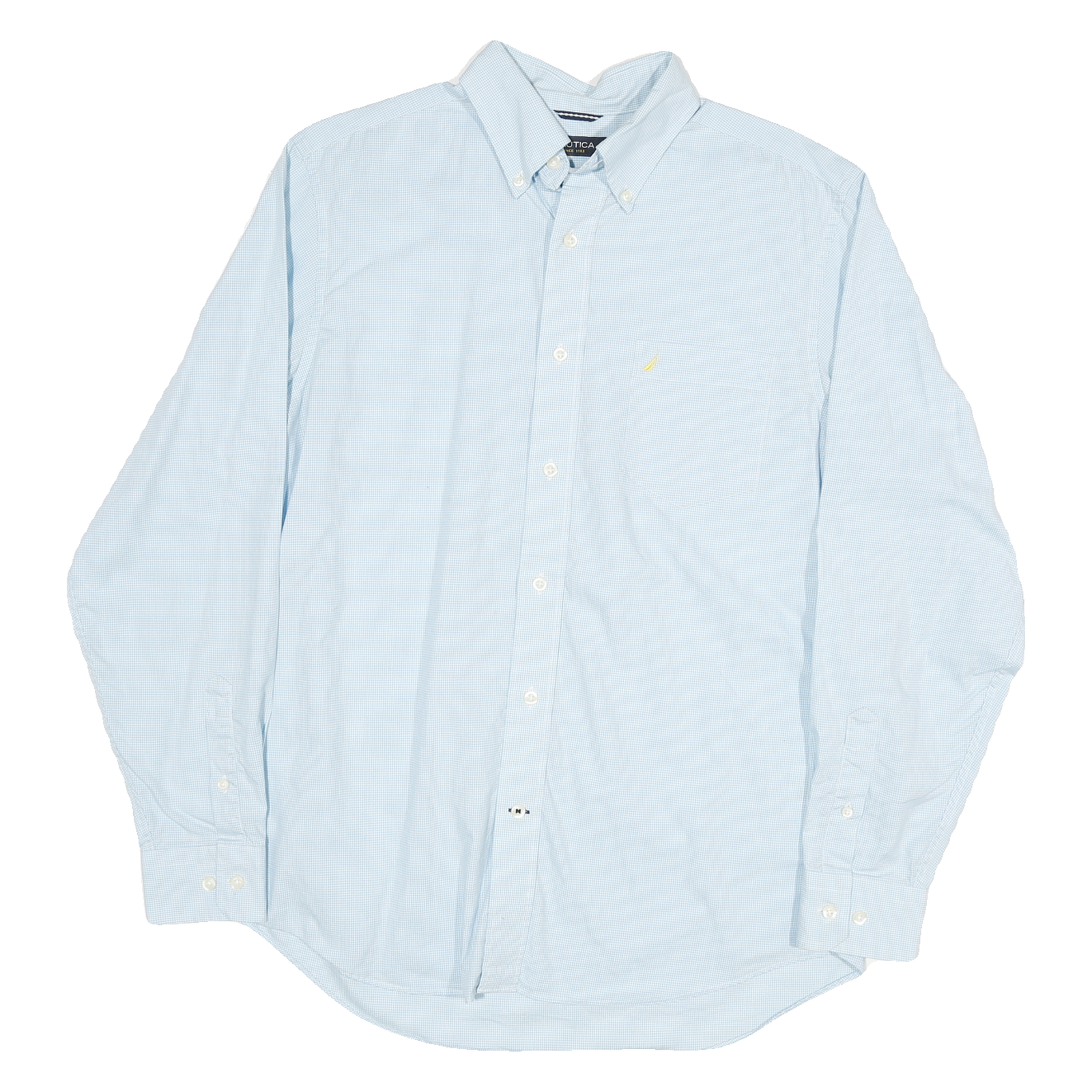 NAUTICA Mens Blue Cotton Blend Shirt M Button Down Formal Classic Fit