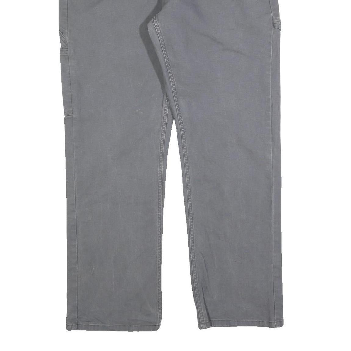 DICKIES Mens Grey Cotton Blend Regular Fit Straight Leg Trousers W36 L30