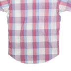 WRANGLER Mens Pink & Blue Check Shirt L Short Sleeve Western Style Snap Buttons