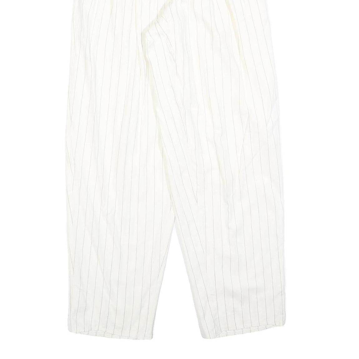 Womens Relaxed Fit White Pinstripe Trousers W26 L30 Classic Straight Zip Closure