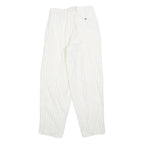 Womens Relaxed Fit White Pinstripe Trousers W26 L30 Classic Straight Zip Closure