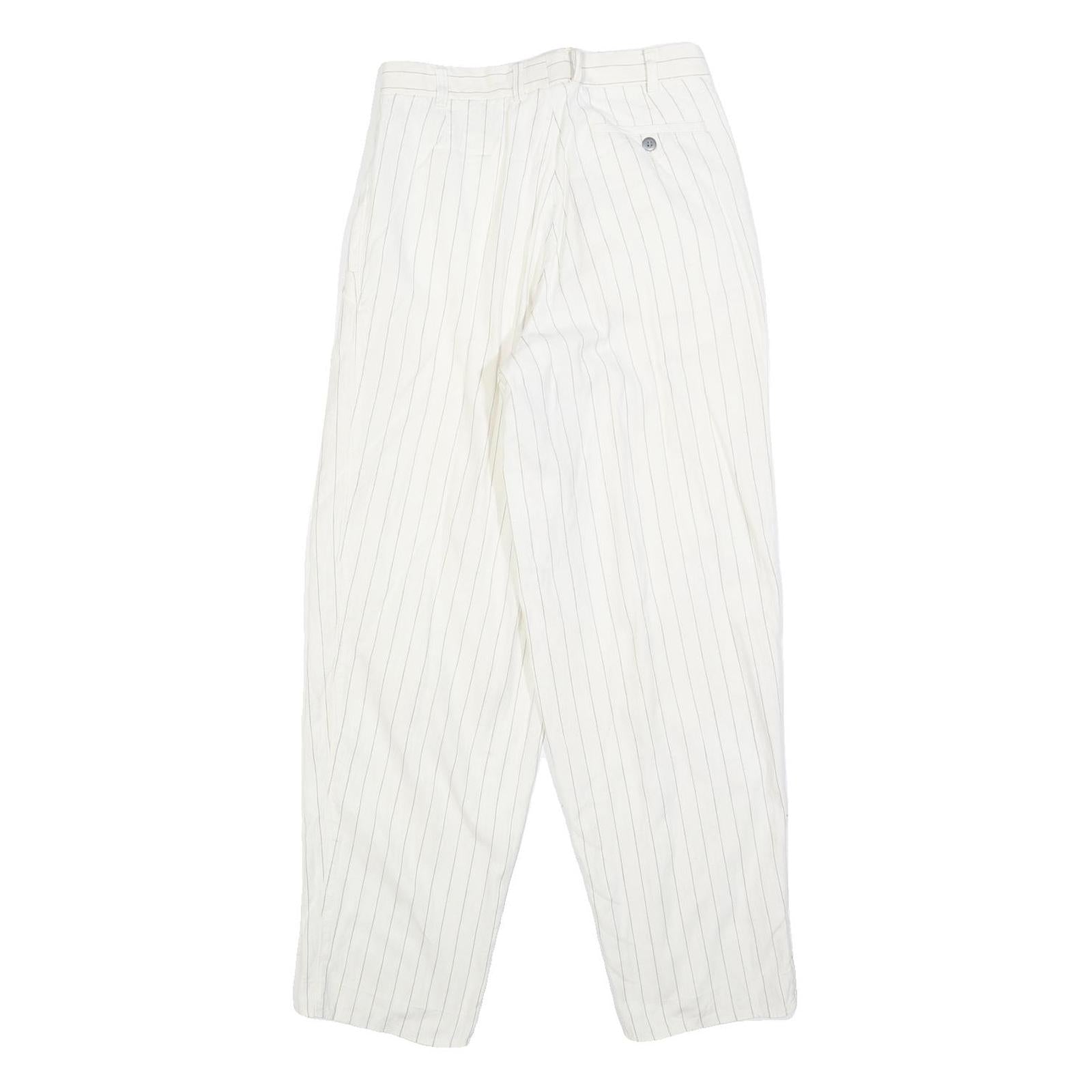 Womens Relaxed Fit White Pinstripe Trousers W26 L30 Classic Straight Zip Closure