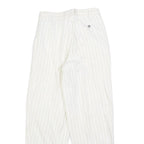 Womens Relaxed Fit White Pinstripe Trousers W26 L30 Classic Straight Zip Closure