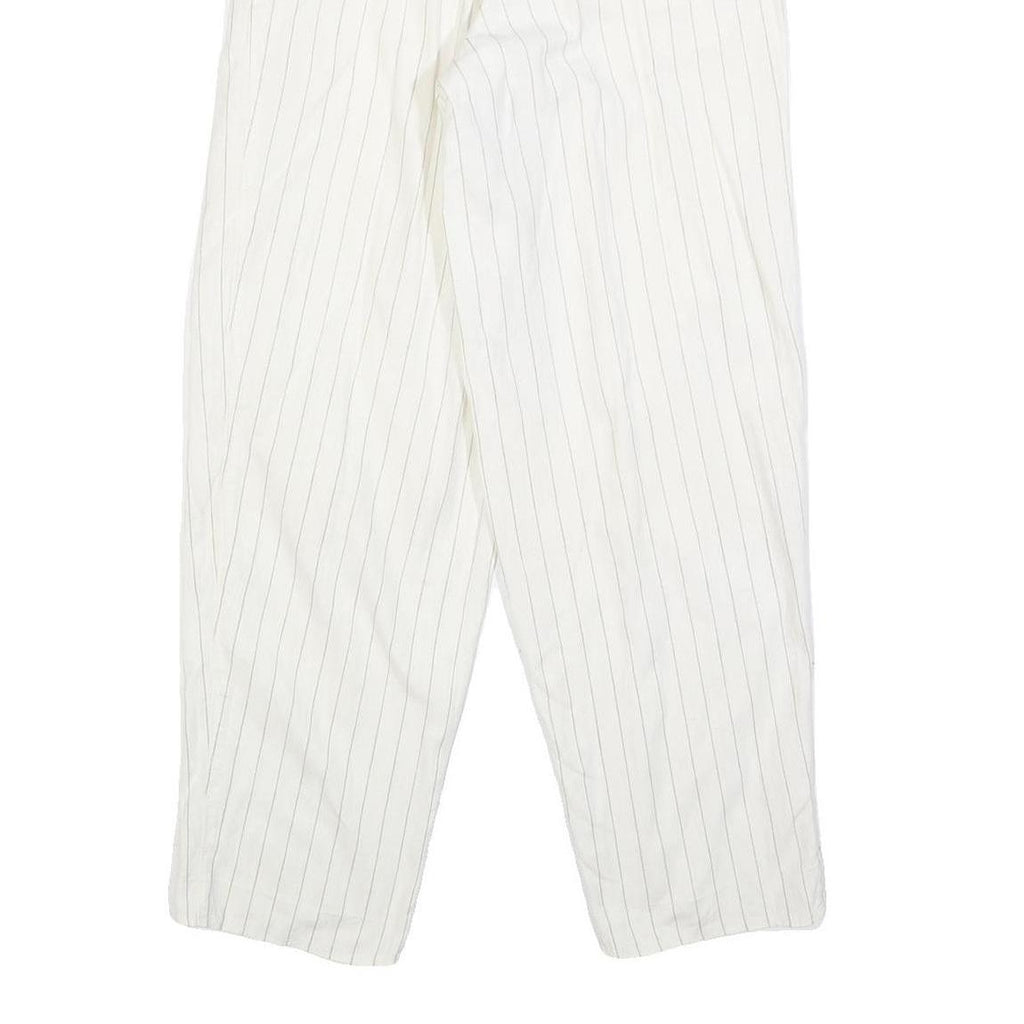 Womens Relaxed Fit White Pinstripe Trousers W26 L30 Classic Straight Zip Closure