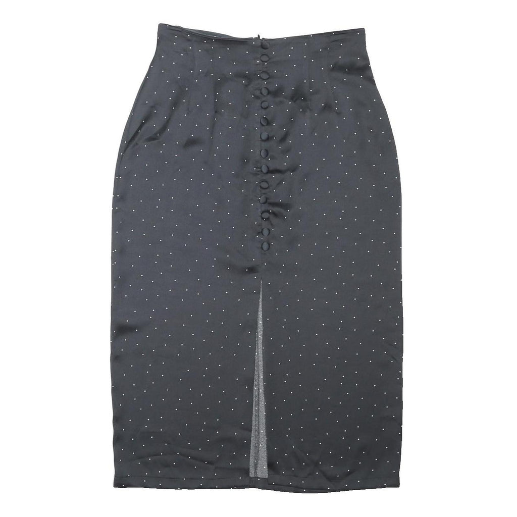 ET VOUS Womens Black & White Polka Dot Midi Pencil Polyester Skirt UK 14 Button