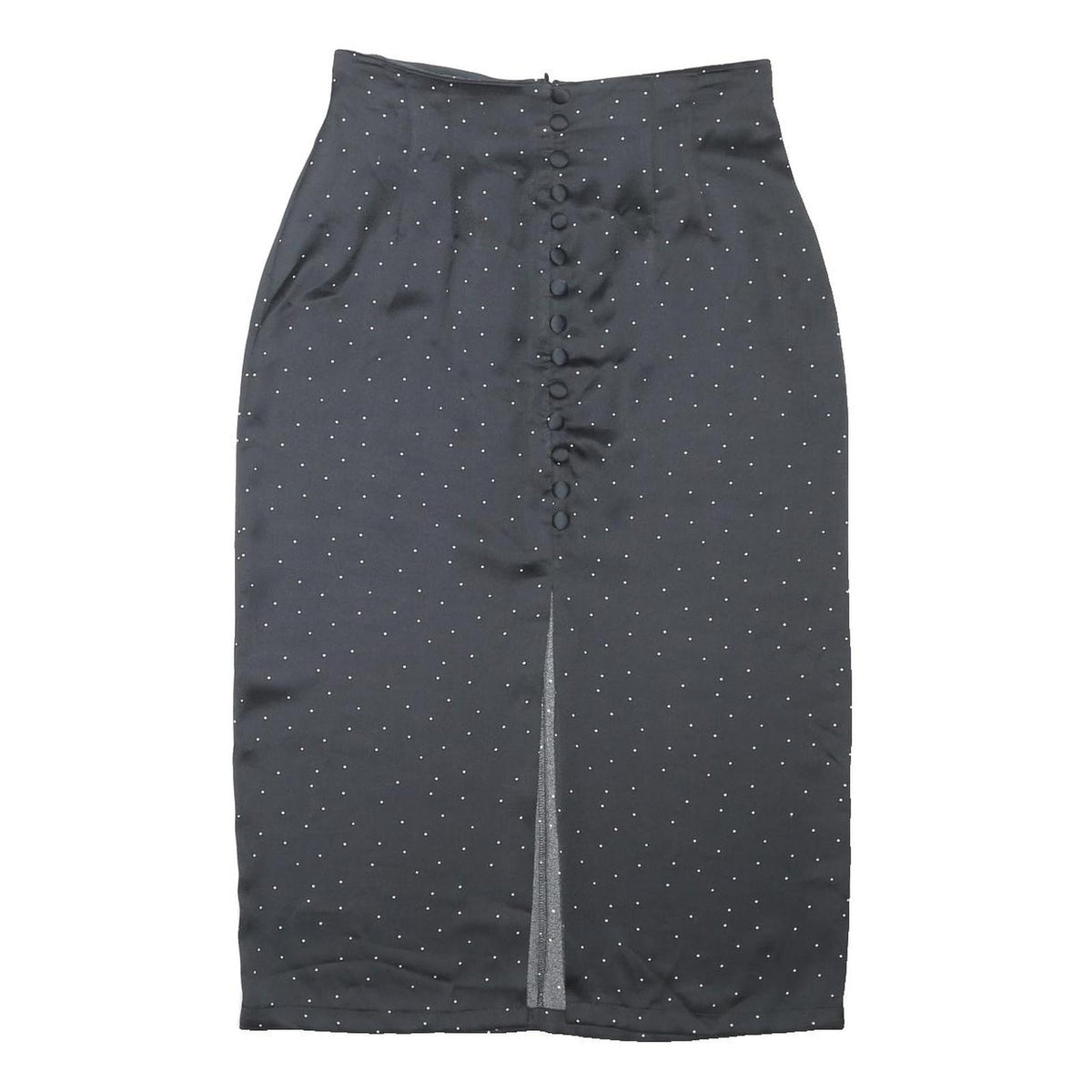 ET VOUS Womens Black & White Polka Dot Midi Pencil Polyester Skirt UK 14 Button